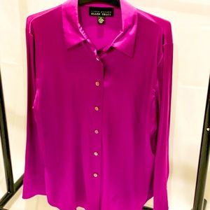 Ellen Tracy silk long sleeve button down blouse